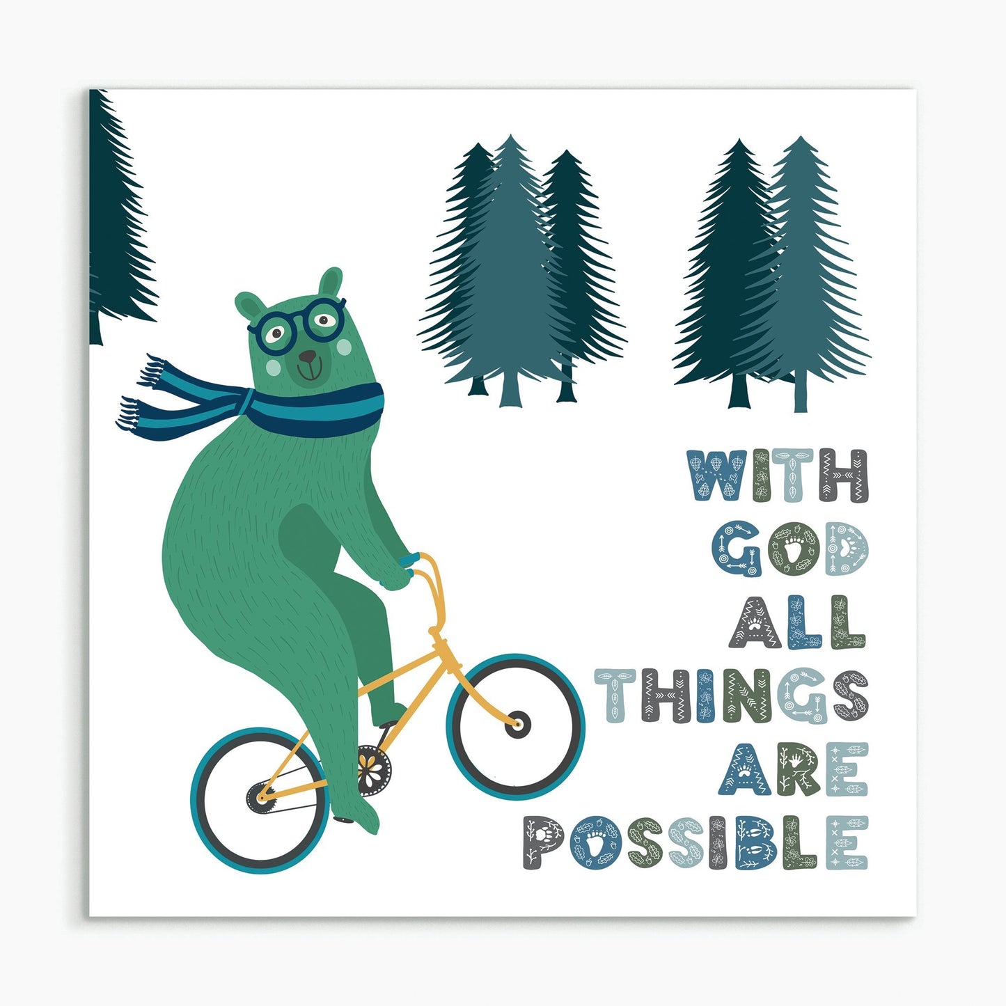With God All Things Are Possible - Bear - White Framed Print