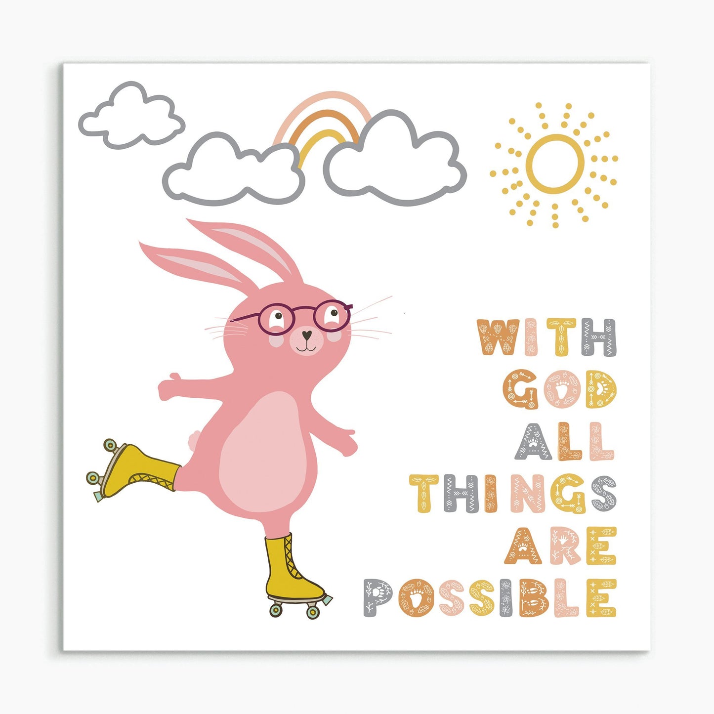 With God All Things Are Possible - Rabbit - White Framed Print
