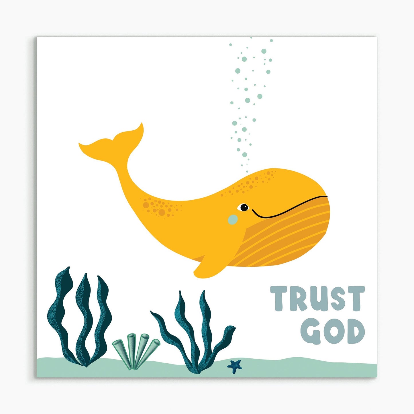 Trust God - Whale - White Framed Print