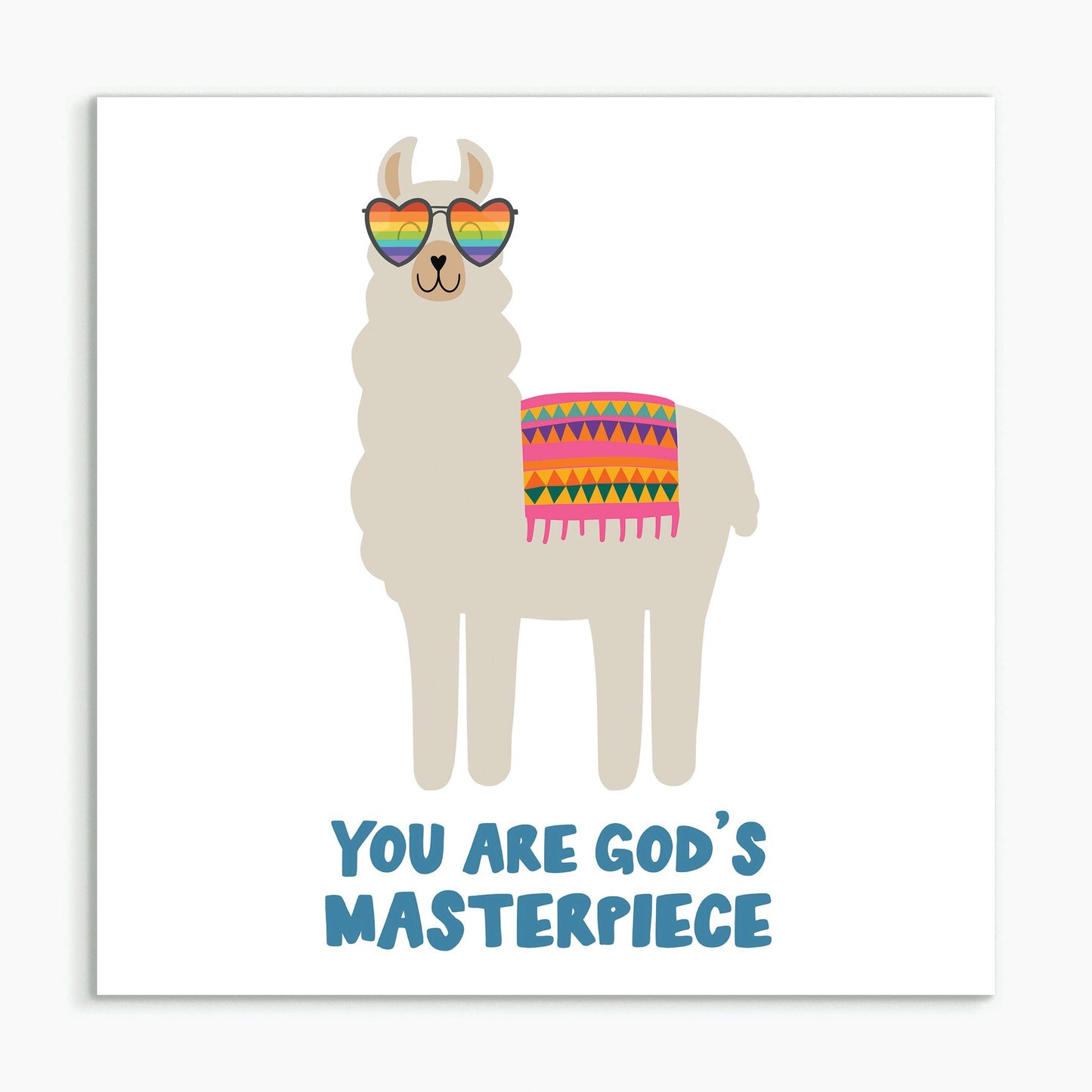 You Are God's Materpiece - Llama - White Framed Print