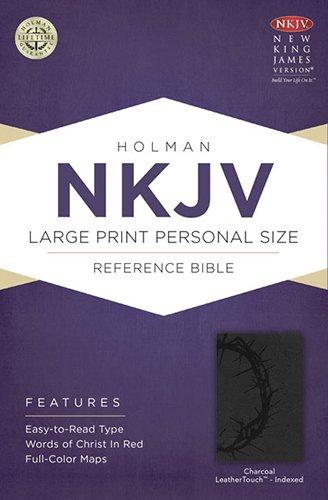 NKJV Large Print Personal Size Reference Bible, Charcoal Leathertouch