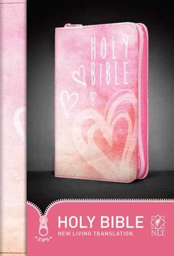 NLT Zip Bible Pink Hearts