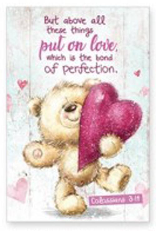 Memo Pad: Teddy - Put On Love Colossians 3:14